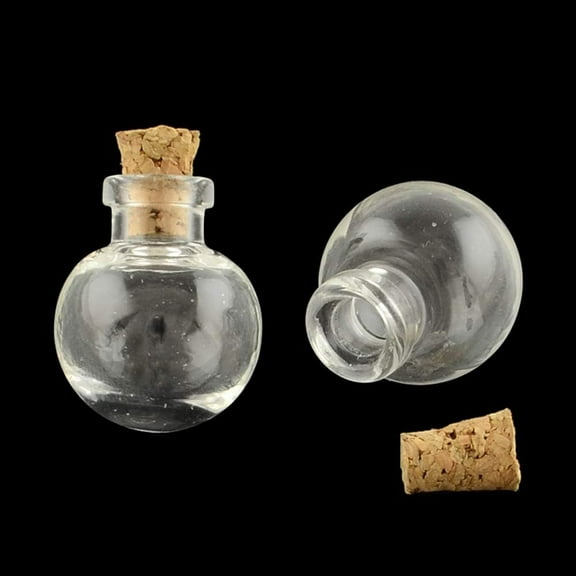100 Pcs Clear Round Glass Bottle Mini Wishing Bottles with Cork Stoppers