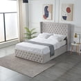 thumbnail image 3 of Velets Julien Contemporary Mid-Century Soft Padded Tufted Upholstered Platform Storage Bed with Hydraulic Gas Lift Storage - Wood Slat System & Smart Hydraulic Under-Bed Storage (Light Gray, Queen), 3 of 5