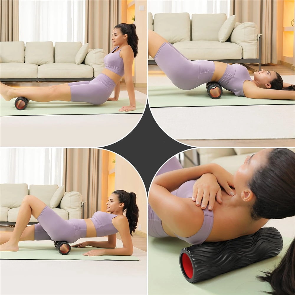 Foam Roller,High Density 15" Foam Roller, Wave Textured Massage Back Roller for Deep Muscle Massage Pilates Yoga,Fitness Exercise Roller for Whole Body Release(black)