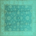 thumbnail image 1 of Ahgly Company Indoor Square Oriental Turquoise Blue Traditional Area Rugs, 5' Square, 1 of 4