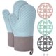 thumbnail image 1 of Silicone Oven Mitts Heat Resistant, Oven Mitts and Pot Holders Sets, Kitchen Mittens 5 Piece Set, Oven Gloves for Cooking,Baking,BBQ, Blue Oven Mitts, 1 of 4
