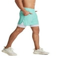 thumbnail image 3 of Men Double Layer Sport Shorts Quick Dry Gym Athletic Workout Shorts with Pockets, 3 of 8