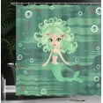 thumbnail image 3 of Ambesonne Mermaid Shower Curtain, Starfish Sea Cartoon, 69"Wx84"L, Green, 3 of 4