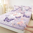 thumbnail image 3 of Homewish Purple Butterflies 4-Piece Full Size Sheets for Female Men,Chic Floral Rose Bed Sheets,Polka Dots Lightweight Sheet Sets,Microfiber Bedroom Decor, 3 of 7
