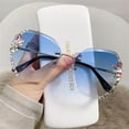 thumbnail image 2 of EIMELI Lunettes de Soleil Sans Monture Femmes Teintes Protection UV400 Lunettes de Soleil Vintage Sans Monture Lunettes de Soleil Dégradé Sans Monture Lunettes Rétro à Strass pour Activité Extérieure, 2 of 6