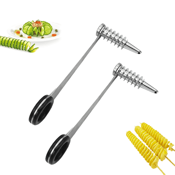 Piranha Spiral Cutter, Stainless Steel Spiral Cutter for Veggies, Potatoes, Cucumber and Carrot