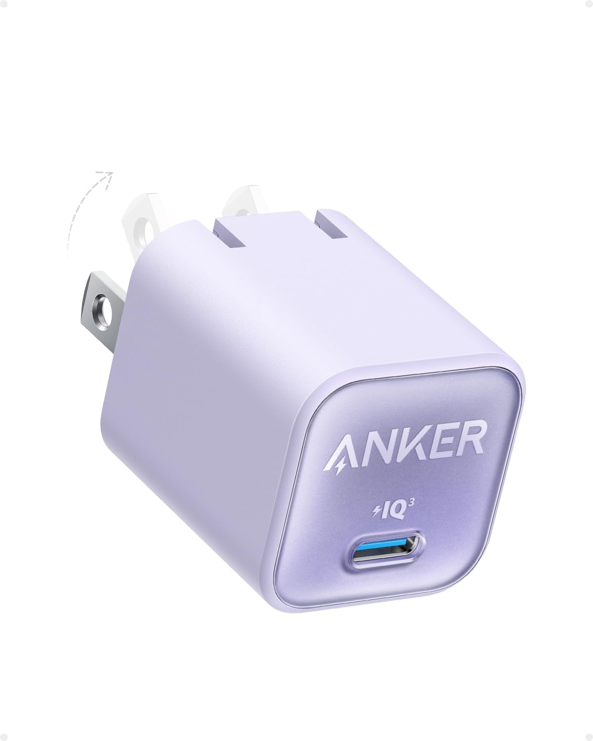 RGHJAR-Anker Nano Charger, USB C GaN Charger 30W, PIQ 3.0 Foldable PPS Fast Charger for iPhone 17 / 16 and more series, Galaxy, iPad, Compatible with MagSafe