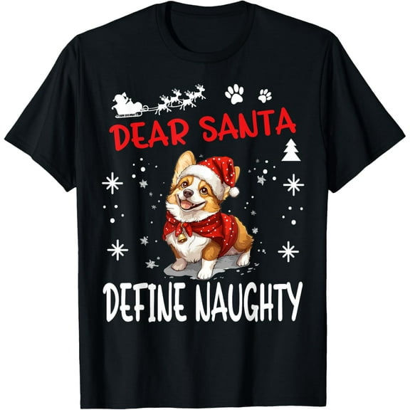 Cute Pembroke Welsh Corgi Dog Christmas Dear Santa Define T-Shirt