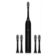 thumbnail image 4 of Cepillo de dientes eléctrico de 6 velocidades, recargable por USB, resistente al agua, con 4 cabezales para adultos y niños, color negro, 4 of 12
