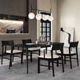 thumbnail image 4 of Gymax Dining Chair w/ Arms Set of 4 Modern Kitchen Chairs w/ Contoured Backrest Black & Beige, 4 of 8