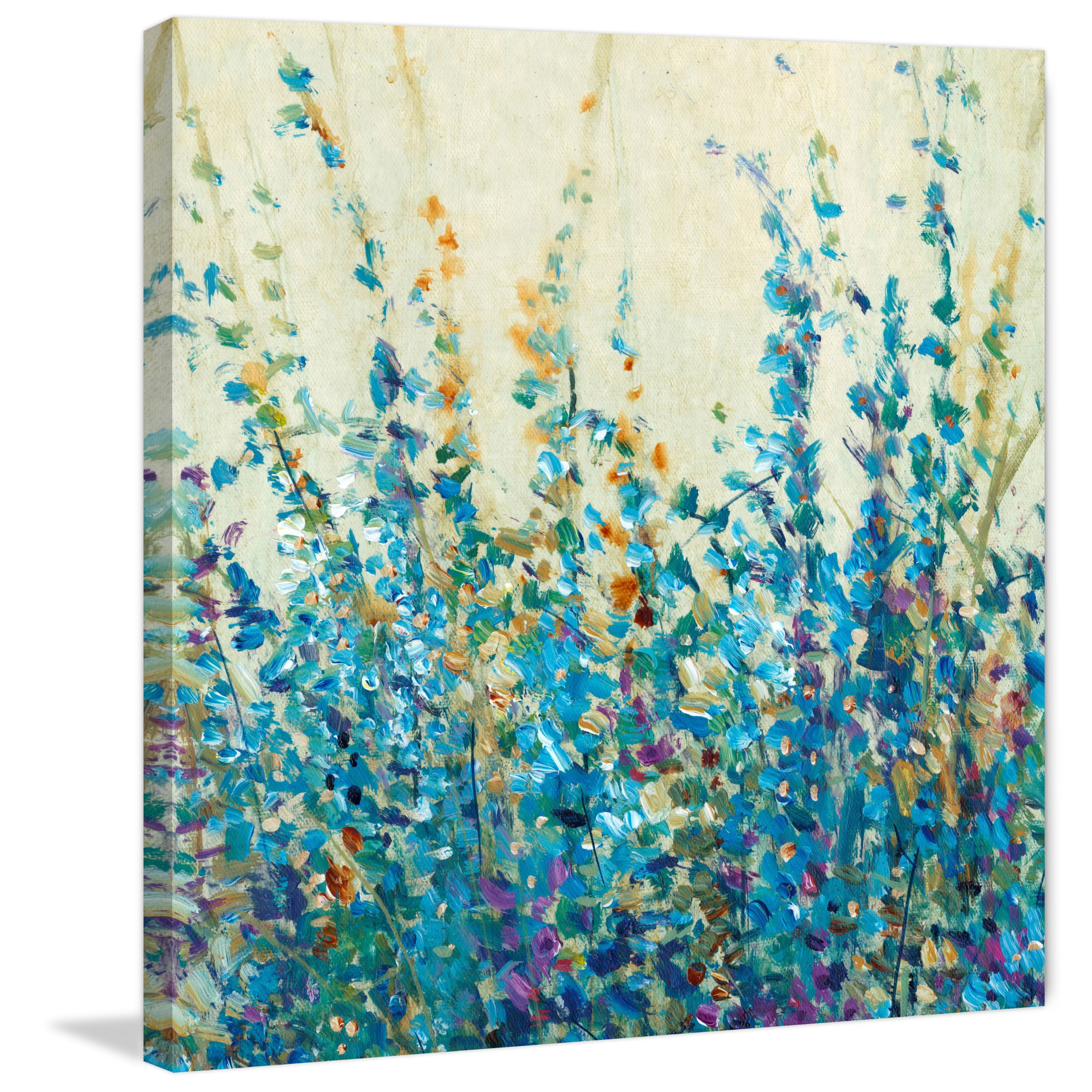 Marmont Hill "Tiny Blue Buds" Painting Print on Wrapped Canvas