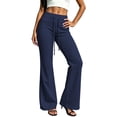 thumbnail image 3 of ZUBKTE Women's High Waist Micro Flare Jogger Pants, Soft Drawstring Wide Leg Stretchy Yoga Casual Long Trousers S-XXL, 3 of 8