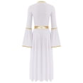 thumbnail image 4 of Haitryli Women Color Block Liturgical Praise Lyrical Dance Dress Bell Retro Church Gown Worship White L, 4 of 7