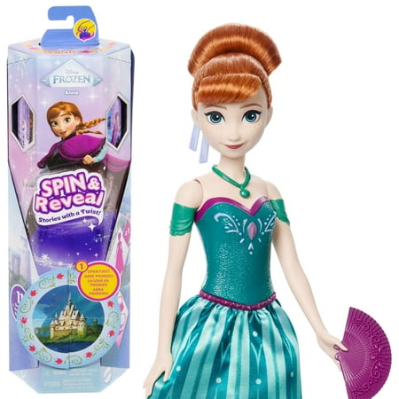 Disney Frozen Spin & Reveal Anna Fashion Doll & Accessories with 11 Surprises from Disney Movie