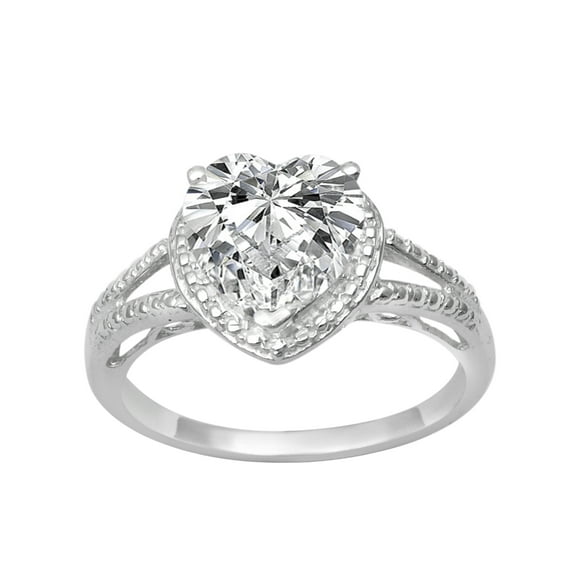 Moissanite 925 Sterling Silver 8MM Heart Shape Women Promise Valentine Gift Ring