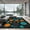Orange Teal Black, Pattern 2, variant on ODIKA 2'x3' Washable Accent Rug Pet Friendly, Bedside Mat Disc Vinyl Cd Record Retro Stacked Discs Bold Spinning Groove for Bedroom, Nursery, RV