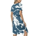 thumbnail image 5 of Usmixi Womens Dresses Fashion Tie Waist Pocket Slit Hem Knee-Length Dresses Casual Tie-Dye Print Crewneck Short Sleeve Midi Summer Dress Light Blue l Under $5, 5 of 6