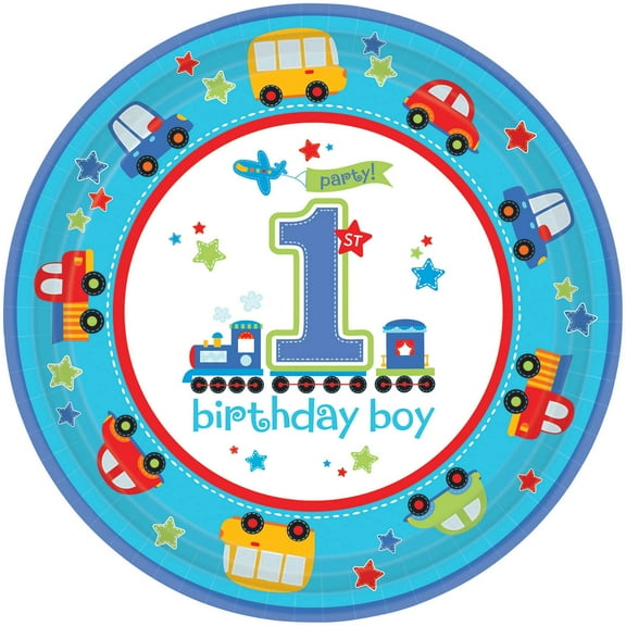 All Aboard 1st Birthday 10 1/2" Luncheon Plates (18 Count)