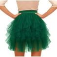 thumbnail image 3 of Felirenzacia Tulle Skirts for Women Mini Fairy Skirt Tutu A-Line Mesh Layered High Elastic Waist Skirts, Army Green,S, 3 of 5