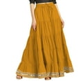 thumbnail image 1 of eloria Maxi Tier Skirt Elastic Waist Cotton Bohemian Skirts Boho Long Flaired, Color : Mustad Yellow, Size : 24, 1 of 1