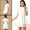 White, variant on Solid Short Sleeve A-Line Shirt Dress L White