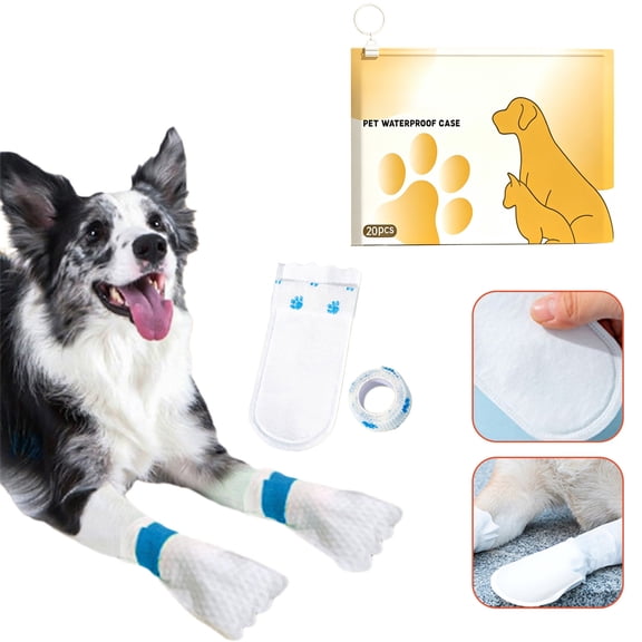 Waterproof Disposable Dog Booties, 20-piece set, waterproof paw covers for walks, travel and everyday outdoor use, helping protect floors and keep pet paws clean