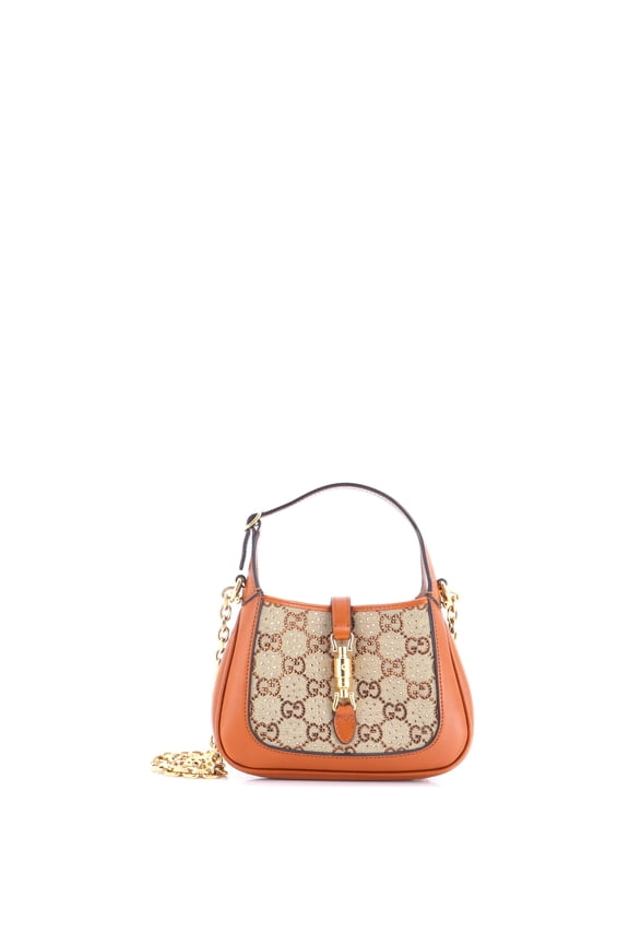 Pre-Owned Jackie 1961 Chain Hobo Crystal Embellished GG Canvas Mini By Rebag
