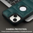 thumbnail image 4 of Allytech Business Case for iPhone 14, Premium Vegan PU Leather Luxury Elegant Slim Fit Shell, Logo Hollow View Shockproof Non-Slip Protective Cover for iPhone 14 - Green, 4 of 6