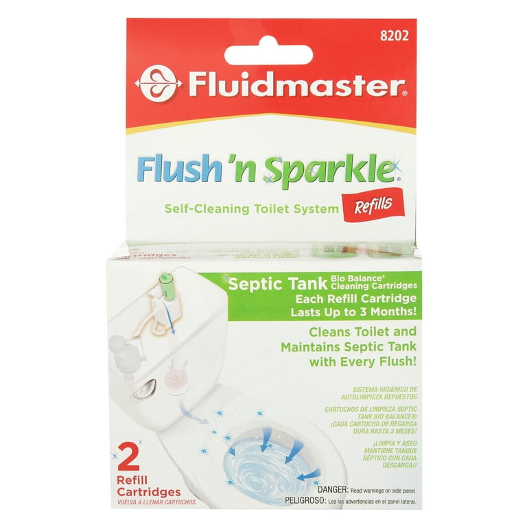 Fluidmaster 8202P8 Flush n Sparkle Automatic Toilet Bowl Cleaning System Septic Refill Cartridges 2 Pack Product Weight 1lb