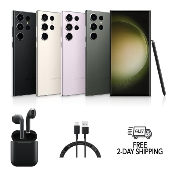 Pre-Owned Samsung Galaxy S23 Ultra 5G S918U (Fully Unlocked) 256GB Phantom Black w/ Wireless Earbuds