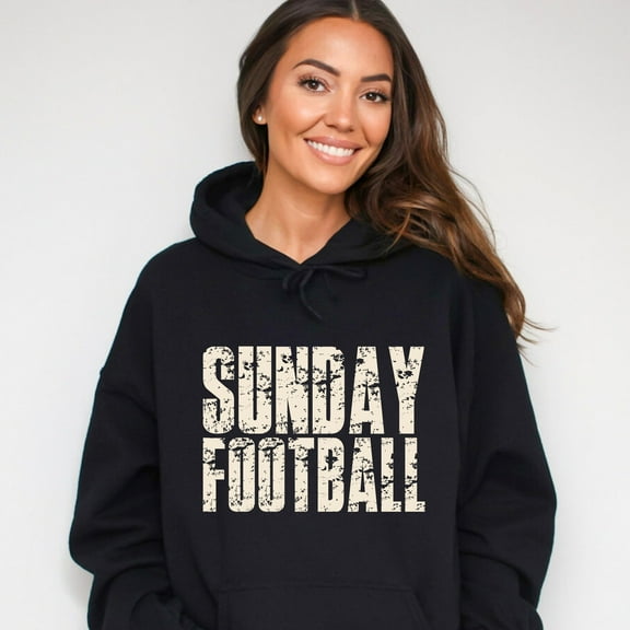 Sunday Football Block Distressed - Women's Graphic Hoodie