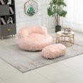 thumbnail image 2 of Bean Bag Chair with Footstool for Kids Adults, Comfort Faux Fur Lazy Sofa with Backrest, Durable High Back Lounger Single Chair for Living Room, Pink, 2 of 8