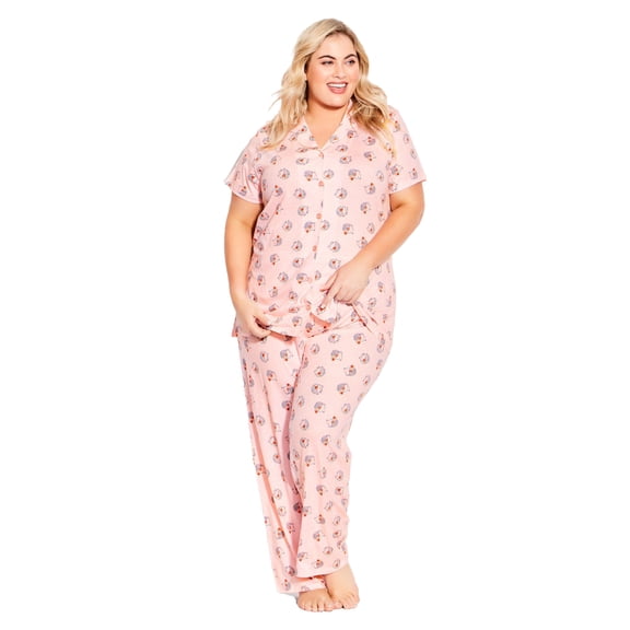 Avenue Women's Plus Size Hedgehog Button Sleep Top