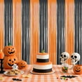 thumbnail image 5 of Halloween Door Curtain Halloween Backdrop Curtains Metallic Tinsel Foil Fringe Haunted House Decoration for Halloween Birthday Party Supplies 3.3ft x 6.6ft Orange Black 4 Packs, 5 of 6