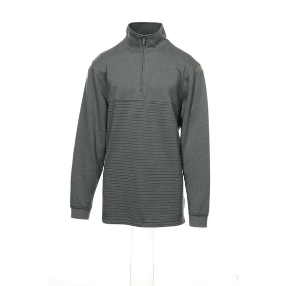 Van Heusen Gray Horizontal Striped Half Zip Sweatshirt 1/2 , Size Small