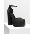 thumbnail image 7 of Women's Ankle Strap Platform High Chunky Block Heels Square Toe Solid Color Wedding Party Prom Festival Pumps, 7 of 7