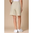 thumbnail image 3 of DARING DIVA Women's Linen Elastic High Waist Summer Bermuda Shorts S Apricot, 3 of 6