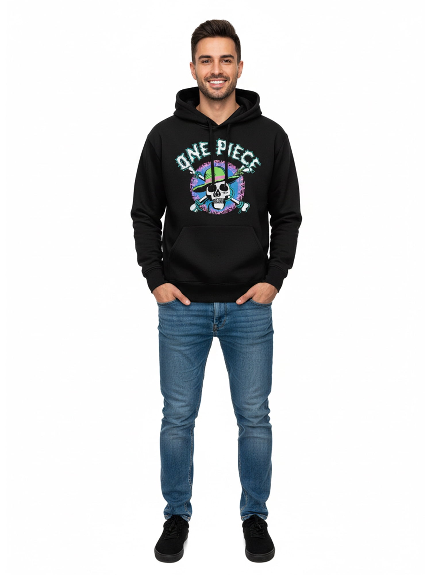 One Piece, Men's & Big Men's Graphic Hoodie, Neon Skull, Sizes S-3XL