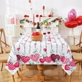 thumbnail image 4 of Valentine''s Day Tablecloth Rectangle 60x120 Inch, Red Black Striped Love Heart Table Cloth, Polyester Fabric Tablecloths, Waterproof Spillproof Tablecloth for Valentines Day Wedding Party Decoration, 4 of 6