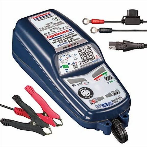 Tecmate Optimate TCMTM-321 Optimate Select 8-Step Battery Saving Charger & Maintainer with 2 Battery Voltages, Silver