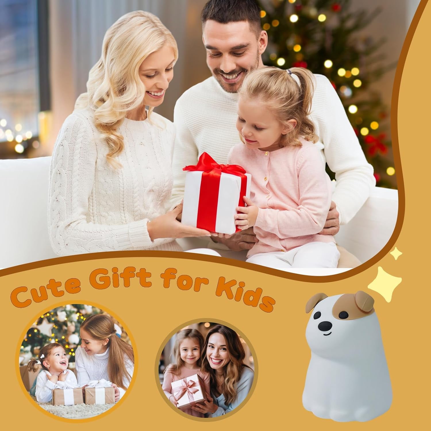 Night Light for Kids, 7 Colors RGB Silicone Puppy Night Light, Rechargeable Dimmable Nursery Lamp with Timer, Cute Kawaii Bedroom Decor Gift for Baby Toddlers Boys Girls
