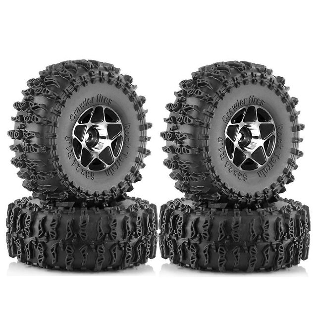 4pcs 63mm Beadlock Wheel Tire Set for 1/18 1/24 RC Parts Black