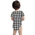 thumbnail image 5 of Daiia Black White Plaid Printed Unisex-Baby Short Sleeve Onesies Bodysuits Baby Climbing Clothes Soft and Comfortable Romper with Expandable Shoulder Design-6 Months, 5 of 8