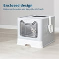 thumbnail image 6 of [22lbs Odor-Control Litter Box] Space-Saving, Hygienic Odor-Control Cat Litter Box with Tray & Scoop | Large Capacity for Cats Up to 22 lbs, Grey Plastic with Top-Entry & Paw Print Cutouts, 6 of 7