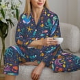 thumbnail image 5 of KLL Marine Inhabitants Print Women's Long Sleeve Pajamas with Pants Sleepwear Loungewear 2 Set-Small, 5 of 7