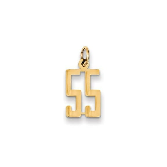 14K Yellow Gold Polished Finish Small Size Elongated Shape Number 55 Charm Pendant