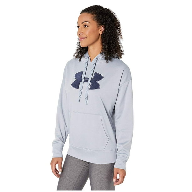 Under Armour Synthetic Fleece Chenille Logo Pullover Hoodie Blue Heights  Light Heather/Downpour Gray - Walmart.com