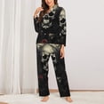 thumbnail image 2 of Fotbe Vintage Winged Rose Skull Pattern Long Sleeve Pajama Set for Women,Sleepwear Set,2-piece Loungewear Set,Soft PJs Comfy Nightwear with Pockets -X-Large, 2 of 7