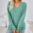thumbnail image 2 of ShomPort Women's Long Sleeve Basic Tops Fall V Neck Sweatshirts Pullover Tunic Shirts Blouses, 2 of 5