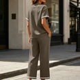 thumbnail image 7 of Cagogo Women's 2 Piece Outfit Set Casual Summer Cruise Outfits Loose Short Sleeve Crew Neck Tops Comfy Pants Matching Lounge Sets Tracksuits Loungewear Travel Airport Clothes, Khaki 2XL, 7 of 7